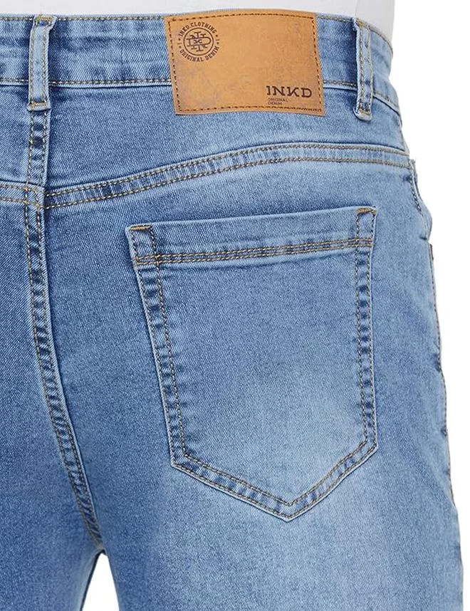 Inkd Seaside Slate Men's Slim Fit Jeans - Mid-Rise | Cotton Blend | Stretchable Fabric | Jeans for Men | Classic 5 Pocket Styling for Men | Best Price UAE